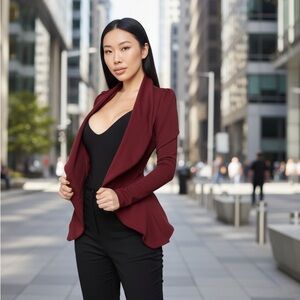 NEW•L-XL•Creme De La Creme Cabernet Open Front Blazer